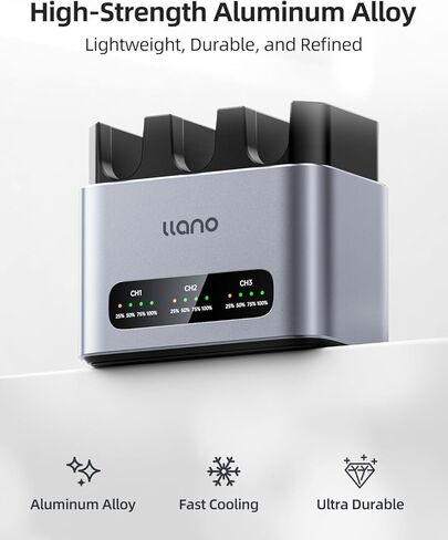 LLANO 30W LP-E17 شاحن البطارية: فتحة ثلاثية سريعة لبطاريات الكاميرا الكنسي لكاميرا Canon EOS R50 R10 R100 RP T6I T7I T8I T6S ​​SL3 SL3 M3 M5 M6 77D 200D 250D ، USB-C ، LED ، CNC ALUMINUM. in Kuwait