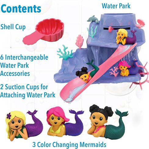 MindWare Mermaid Color Splash Water Park Bathtub Playset - Interactive Bath Toys with Color Changing Mermaid Doll Figures - Gift for 3 Year Olds and Up in Saudi Arabia