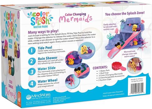 MindWare Mermaid Color Splash Water Park Bathtub Playset - Interactive Bath Toys with Color Changing Mermaid Doll Figures - Gift for 3 Year Olds and Up in Saudi Arabia
