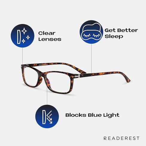 Readerest Blue Light Blocking Reading Glasses (Clear, 1.25 Magnification) Computer Glasses, fashionable for men and women, Anti Glare, Anti Eyestrain, UV protection in Saudi Arabia