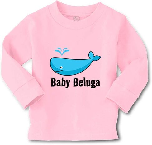 أطفال طويل الأكمام T Shirt Baby Beluga Blue1 Whale Ocean Sea Life Cotton Boy & Girl Cloths Funny Graphic Tee Soft Pink Design فقط 4T in Saudi Arabia