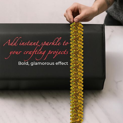 Trims by the Yard 3-Row Starlight Hologram Sequin Stretch Trim, 1 1/4-Inch Versatile Sequins for Crafts, Durable Sequin Trim for Costumes, Fashion, and Home Decor, Pink in Kuwait