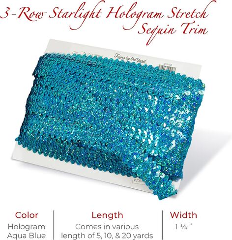 Trims by the Yard 3-Row Starlight Hologram Sequin Stretch Trim, 1 1/4-Inch Versatile Sequins for Crafts, Durable Sequin Trim for Costumes, Fashion, and Home Decor, Pink in Kuwait