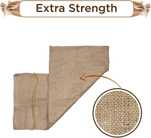 UBICON Burlap Sand Bag with Natural Jute Draw String - Size: 14" x 26" - Sandbags 50lb Weight Capacity - Sandbags for Flooding - Sand Bag - Flood Water Barrier (5) in Saudi Arabia