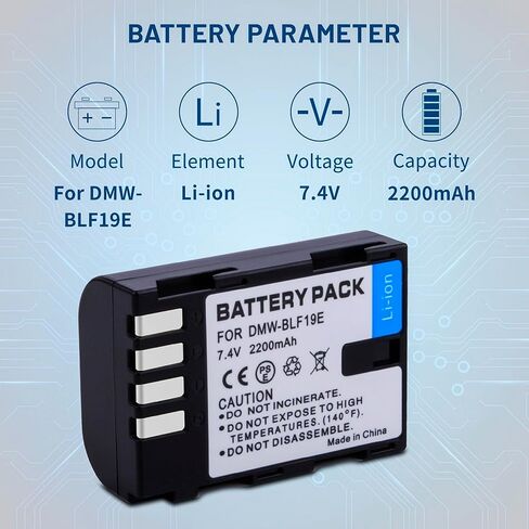 2 حزمة DMW-BLF19 ، DMW-BLF19E ، DMW-BLF19PP بطاريات بديلة مع شاحن USB مزدوج لـ Panasonic Lumix DC-G9 ، DC-GH5 ، DMC-GH3 ، DMC-GH3K ، DMC-GH4 ، DMC-GH4K Camera 2200MAH in Saudi Arabia