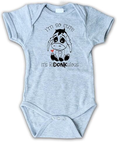 Cute Donkey Bodysuit, Funny Baby Shirt, I'm so cute it's ridonkulous, Gift For New Baby, Baby Shower Gift (6-12 months, pink) in Saudi Arabia