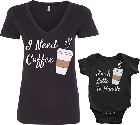 ThreadRock Coffee & Latte Infant Bodysuit & Women's V-Deec T-shirt in Kuwait