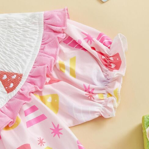 woshilaocai Baby Girl First Birthday Outfit One Romper Smocked Bow Jumpsuit Infant One Birthday Clothes in Saudi Arabia