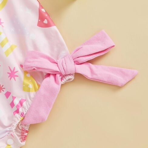 woshilaocai Baby Girl First Birthday Outfit One Romper Smocked Bow Jumpsuit Infant One Birthday Clothes in Saudi Arabia