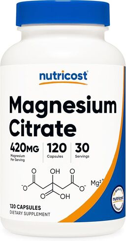 Nutricost Magnesium Citrate 420mg, 120 Veggie Capsules - 30 Servings, Gluten Free, Non-GMO Supplement in Saudi Arabia