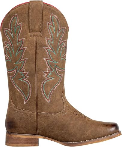 J's.o.l.e Square Toe Cowboy Boots for Women Wide Calf Pull On Fashion Embroidered Western Cowgirl Boots in Saudi Arabia