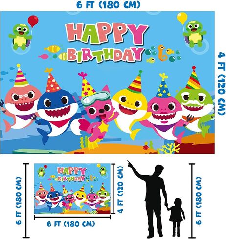 Grame Shark Backdrop (6 × 4 أقدام) لحفلة عيد ميلاد الطفل ، التصوير الفوتوغرافي الكارتون الأزرق ، خلفية صور للأولاد والبنات ، زينة القرش ولوازم الحفلات (حجم كبير ، 6 × 4 أقدام) (وردي) in Saudi Arabia