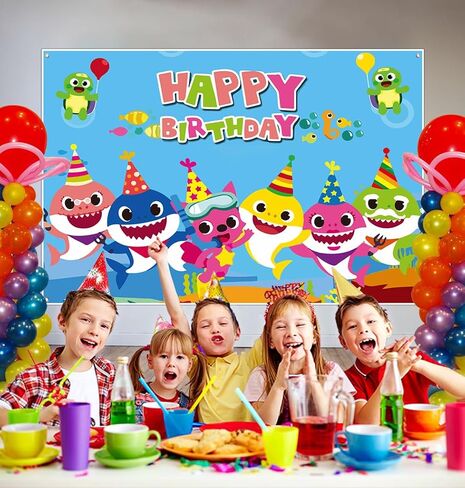 Grame Shark Backdrop (6 × 4 أقدام) لحفلة عيد ميلاد الطفل ، التصوير الفوتوغرافي الكارتون الأزرق ، خلفية صور للأولاد والبنات ، زينة القرش ولوازم الحفلات (حجم كبير ، 6 × 4 أقدام) (وردي) in Saudi Arabia