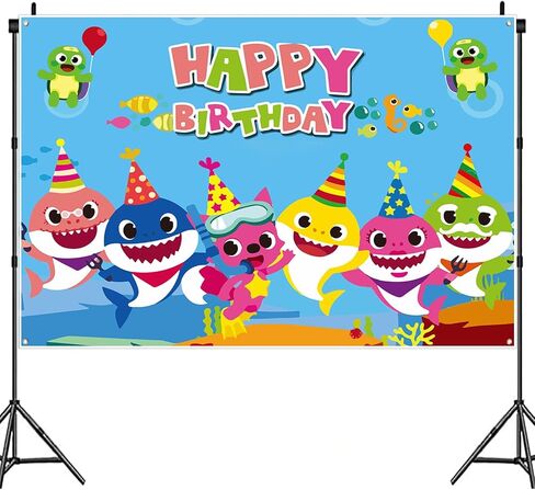 Grame Shark Backdrop (6 × 4 أقدام) لحفلة عيد ميلاد الطفل ، التصوير الفوتوغرافي الكارتون الأزرق ، خلفية صور للأولاد والبنات ، زينة القرش ولوازم الحفلات (حجم كبير ، 6 × 4 أقدام) (وردي) in Saudi Arabia