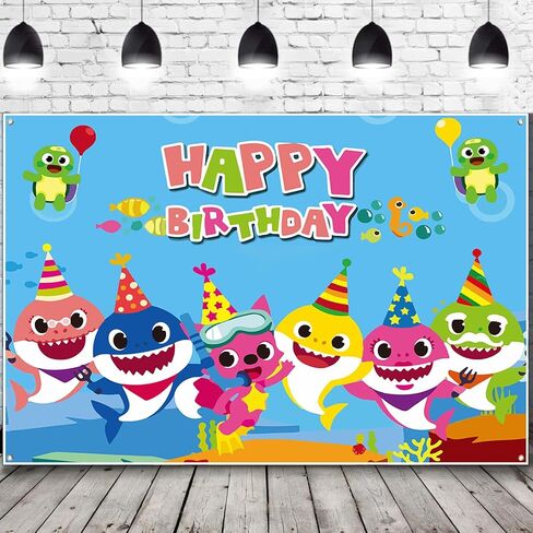 Grame Shark Backdrop (6 × 4 أقدام) لحفلة عيد ميلاد الطفل ، التصوير الفوتوغرافي الكارتون الأزرق ، خلفية صور للأولاد والبنات ، زينة القرش ولوازم الحفلات (حجم كبير ، 6 × 4 أقدام) (وردي) in Saudi Arabia