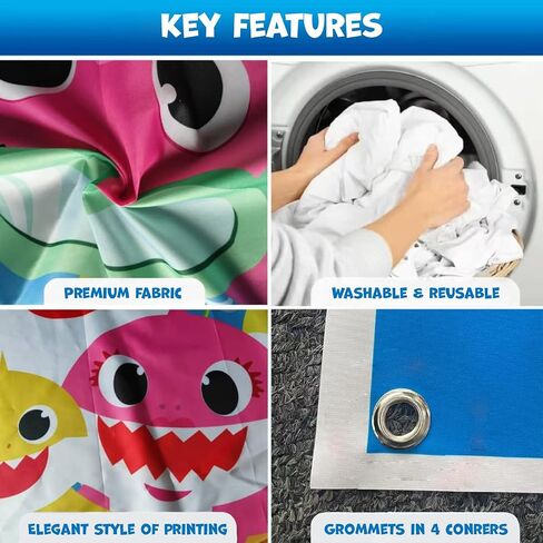 Grame Shark Backdrop (6 × 4 أقدام) لحفلة عيد ميلاد الطفل ، التصوير الفوتوغرافي الكارتون الأزرق ، خلفية صور للأولاد والبنات ، زينة القرش ولوازم الحفلات (حجم كبير ، 6 × 4 أقدام) (وردي) in Saudi Arabia