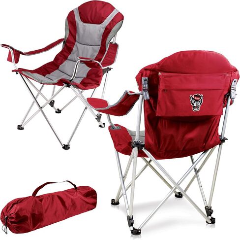 PICNIC TIME NCAA Reclining Camp Chair, One Size, Black with Gray Accents in Kuwait