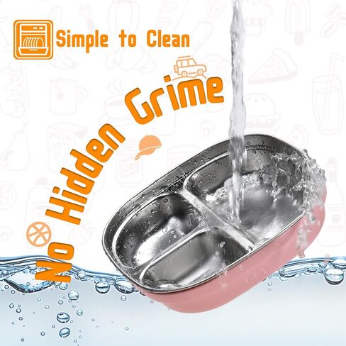 2 Pack Stainless Steel Kids Plates with Suction | 7.68" Spill-Proof High-Rim | 2 Spoons & Removable Sleeves | Microwave/Dishwasher Safe | BPA-Free, Non-Slip, Unbreakable Toddler Plates (Pink) in Saudi Arabia