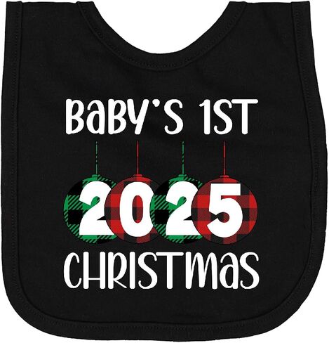 inktastic 2025 Babys 1st Christmas Newborn Bib in Saudi Arabia