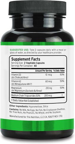 Trio Nutrition MagX Magnesium Glycinate, Vitamin D3, Vitamin K2 & MCT Oil | Chelated Magnesium Supplement | Calm, Relaxation & Recovery | Be Well Rested & Start Your Day with Magximum in Kuwait