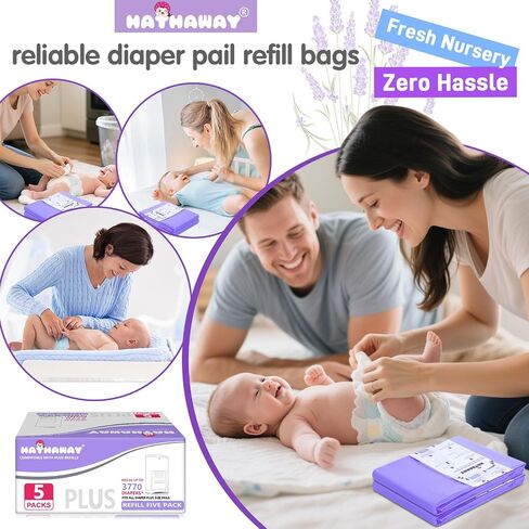 أكياس إعادة ملء Pail Diaper متوافقة مع سطل Dekor Mini Diaper ، طول 30 ٪ إضافي ، رائحة اللافندر ، 5 حزمة in Kuwait