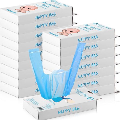 Honoson 1200 Count Baby Disposable Diaper Bags Scented Diaper Sacks with Tie Handle Disposal Baby Poop Trash Bags Waste Sacks Refill(Blue) in Saudi Arabia