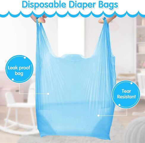 Honoson 1200 Count Baby Disposable Diaper Bags Scented Diaper Sacks with Tie Handle Disposal Baby Poop Trash Bags Waste Sacks Refill(Blue) in Saudi Arabia