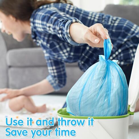 Honoson 1200 Count Baby Disposable Diaper Bags Scented Diaper Sacks with Tie Handle Disposal Baby Poop Trash Bags Waste Sacks Refill(Blue) in Saudi Arabia