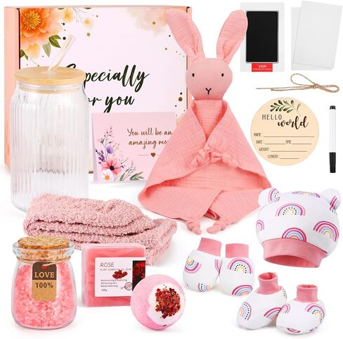 ‎EARLY MINDS New Mom & Baby Girl Gift Set, Newborn Essentials Stuff for First Time Moms, Pregnancy Gifts for Gender Reveal, Baby Shower, Expecting Mom Care Package After Birth in Saudi Arabia