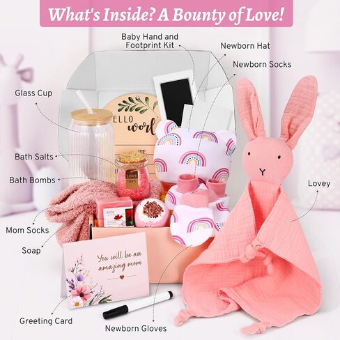 ‎EARLY MINDS New Mom & Baby Girl Gift Set, Newborn Essentials Stuff for First Time Moms, Pregnancy Gifts for Gender Reveal, Baby Shower, Expecting Mom Care Package After Birth in Saudi Arabia
