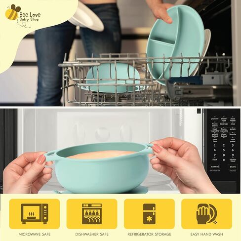نحلة الحب مجموعة تغذية الطفل | أدوات الفطام LED Free BPA مع لوحة شفط ، وعاء ، مريلة قابلة للتعديل ، ملعقة الطفل والشعبية | لوازم تغذية الطفل لمدة 6 أشهر (حليب أبيض) in Kuwait