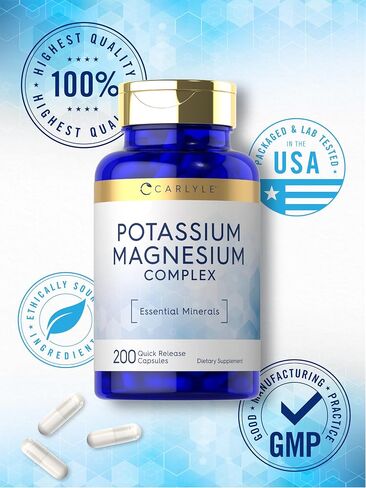 Potassium Magnesium Supplement | 250 Count | Non-GMO & Gluten Free Complex | by Carlyle in Saudi Arabia