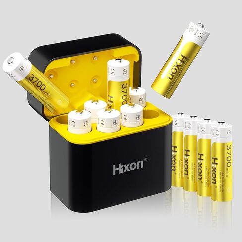Hixon 12 Pack 3700MWH WHD Batteribes AA Lithium مع صندوق تخزين الشحن ، بطارية عالية 1.5 فولت مضاعفة بطارية LI-ION ، 2000+ دورات LITHIUM LITHIOM AA LING FOR Blink Quest Xbox in Kuwait