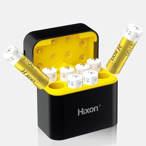 Hixon 12 Pack 3700MWH WHD Batteribes AA Lithium مع صندوق تخزين الشحن ، بطارية عالية 1.5 فولت مضاعفة بطارية LI-ION ، 2000+ دورات LITHIUM LITHIOM AA LING FOR Blink Quest Xbox in Kuwait