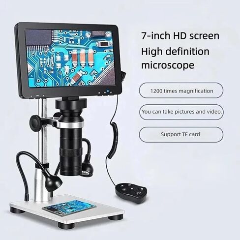 1200 × 7 بوصة من المجهر الرقمي LCD ، المجهر الرقمي الإلكتروني مع شاشة للقياس ، 2 مصابيح جانبية ، التحكم عن بُعد عن طريق الأسلاك ، دعم بطاقة TF ، متوافق مع Windows و Mac OS. in Kuwait