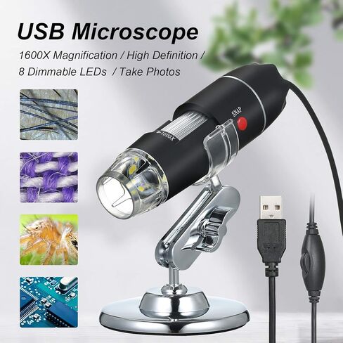 USB Digital Microscope 1600x Camera 8 LEDs مع Mashifier التفتيش المحمولة المحمولة in Kuwait