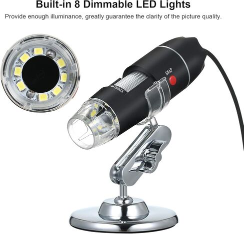 USB Digital Microscope 1600x Camera 8 LEDs مع Mashifier التفتيش المحمولة المحمولة in Kuwait