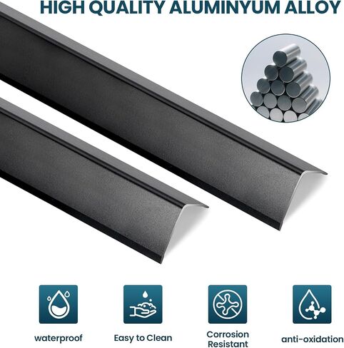 4pcs 48 "واقي زاوية معدنية أسود ، قشر وعصا الألومنيوم الزاوية حراس L صب البلاط ، بدلة لديكور لوحة إطار باب الحائط ، الحجم 48in × 0.8in (حزمة 4) in Kuwait