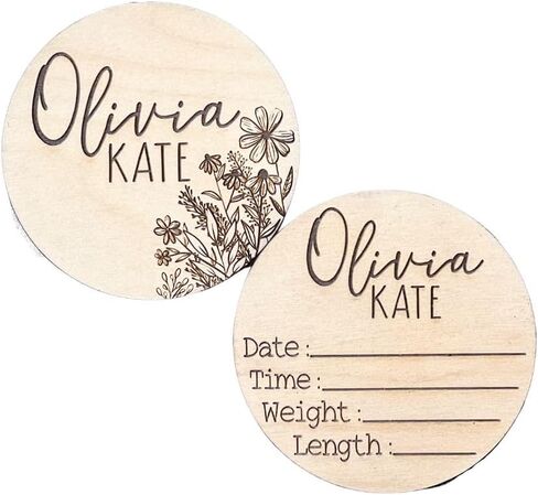 Personalized Newborn Name Announcement Sign for Hospital - Double Sided - Wood Birth Announcement Sign - Name Baby Announcement Sign Customized Gender Neutral (Double Sided) in Saudi Arabia