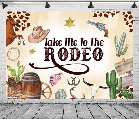 Take Me to The Rodeo Backdrop for Western Cowboy First Birthday Decorations, Western Cowboy Birthday Wild West Themed Party Photography Background, Wild West Themed Party Banner 7x5ft in Saudi Arabia