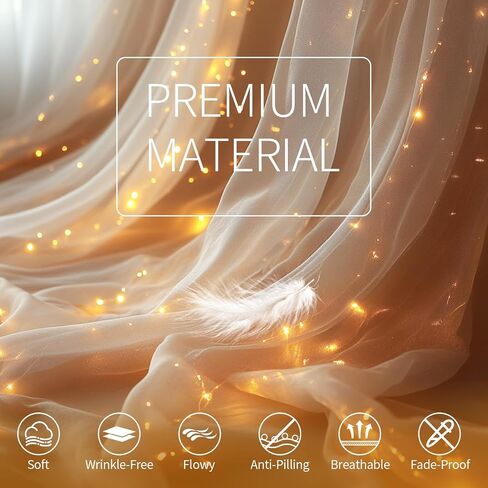ستارة خلفية تول بيضاء مع سلسلة أضواء - 10 × 10 قدم خلفية شفافة مع 300 LED لحضور حفل زفاف ، دش الطفل ، دش الزفاف ، خلفية صورة عيد ميلاد وزينة منزلية in Saudi Arabia