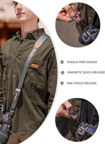 1.7" Wide Magnetic Quick Release Camera Strap - Adjustable Length for Photographers/Vloggers, Travel & Outdoor in Saudi Arabia