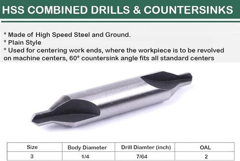 5 PC Premium HSS Center Drills No.3 60 درجة مشتركة Bitsink Bits Machinist in Saudi Arabia