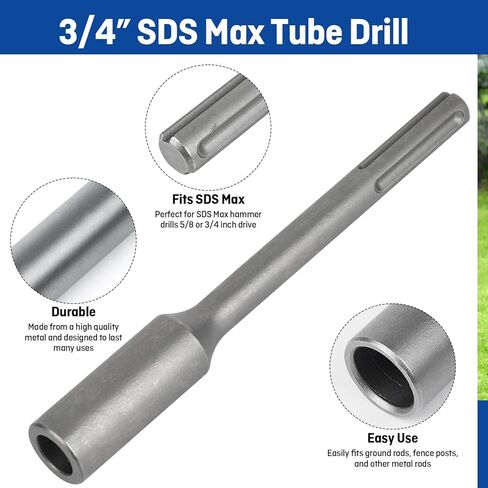 سائق قضيب الأرض لمدة 1/2 "5/8" 3/4 "قضبان أرضية وحديد التسليح ، استخدم مع حفر أنبوب (برنامج تشغيل W/SDS بالإضافة إلى مجموعة أدوات الحفر الأنبوبية) in Kuwait
