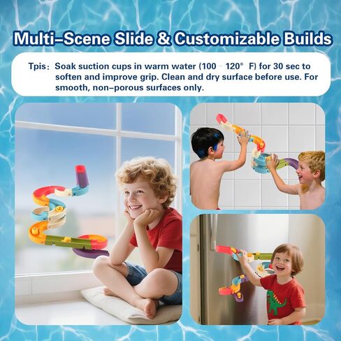 Duck Slide Bath Toys for Kids Ages 4-8, Bathtub Toys DIY Wall Track Building Kit for Toddlers 2-4 3-5, Fun Shower Toys Bathtub Time Birthday Gift for 3+ Years Old Boys and Girls（34PCS） in Saudi Arabia