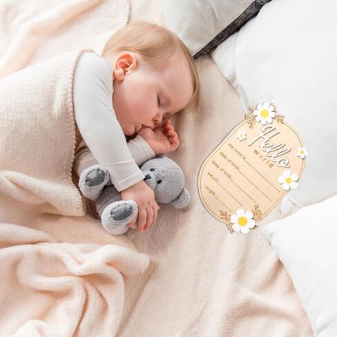 علامة إعلان الطفل ، 5.91x4.13in Wooden Hello World Namebool Sign Name Loval Poard Poard Loards for New Baby Perfect Decorations and Photo Props لمستشفى الحضانة المنزلية in Saudi Arabia