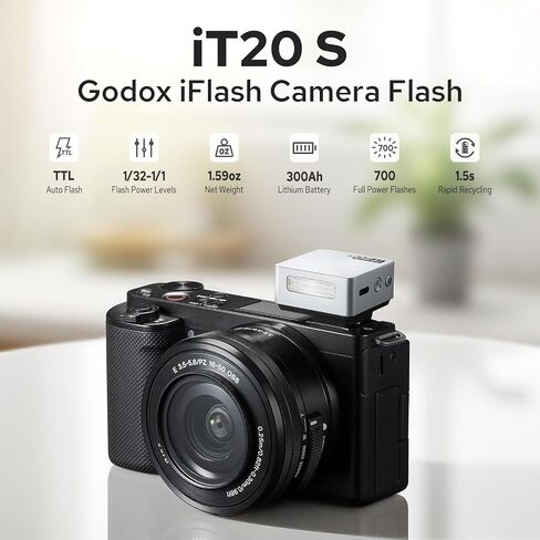 GODOX iT20 F iT20-F Mini Flash for Fujifilm, TTL Camera Flash for Fujifilm, 1.5s Recycle Time, 700 Full Power Flashes, Built-in 300mAh Battery with Magnetic Spreader & Color Filter(Black) in Saudi Arabia