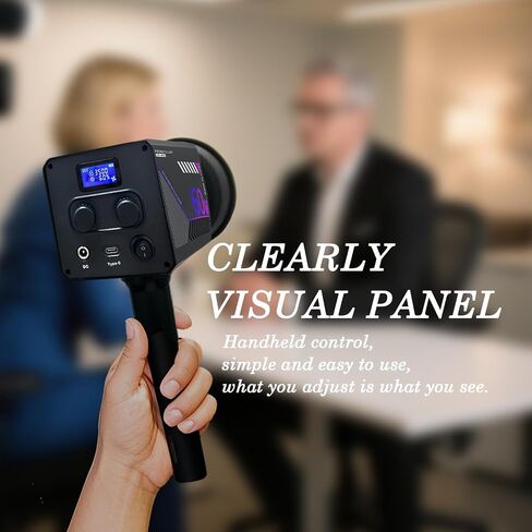 60W Portable RGB LED Video Light, Handheld Fill Light with 20 Scenes, 27000Lux, 2800-7500K, CRI97+, Dimmable COB Continuous Lighting, Built-in Battery & PD Fast Charge for Video Recording, Streaming in Saudi Arabia