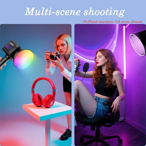 60W Portable RGB LED Video Light, Handheld Fill Light with 20 Scenes, 27000Lux, 2800-7500K, CRI97+, Dimmable COB Continuous Lighting, Built-in Battery & PD Fast Charge for Video Recording, Streaming in Saudi Arabia
