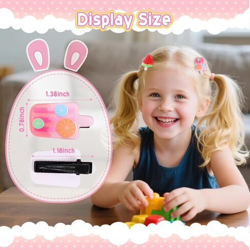 20 PCS Cute Fruit Hair Clips for Girls – Colorful Popsicle & Cherry Hair Clips, No-Bend No-Crease Small Hair Accessories for BabyToddlers Kids Ages 2-10, Birthday Back to School Gifts in Saudi Arabia